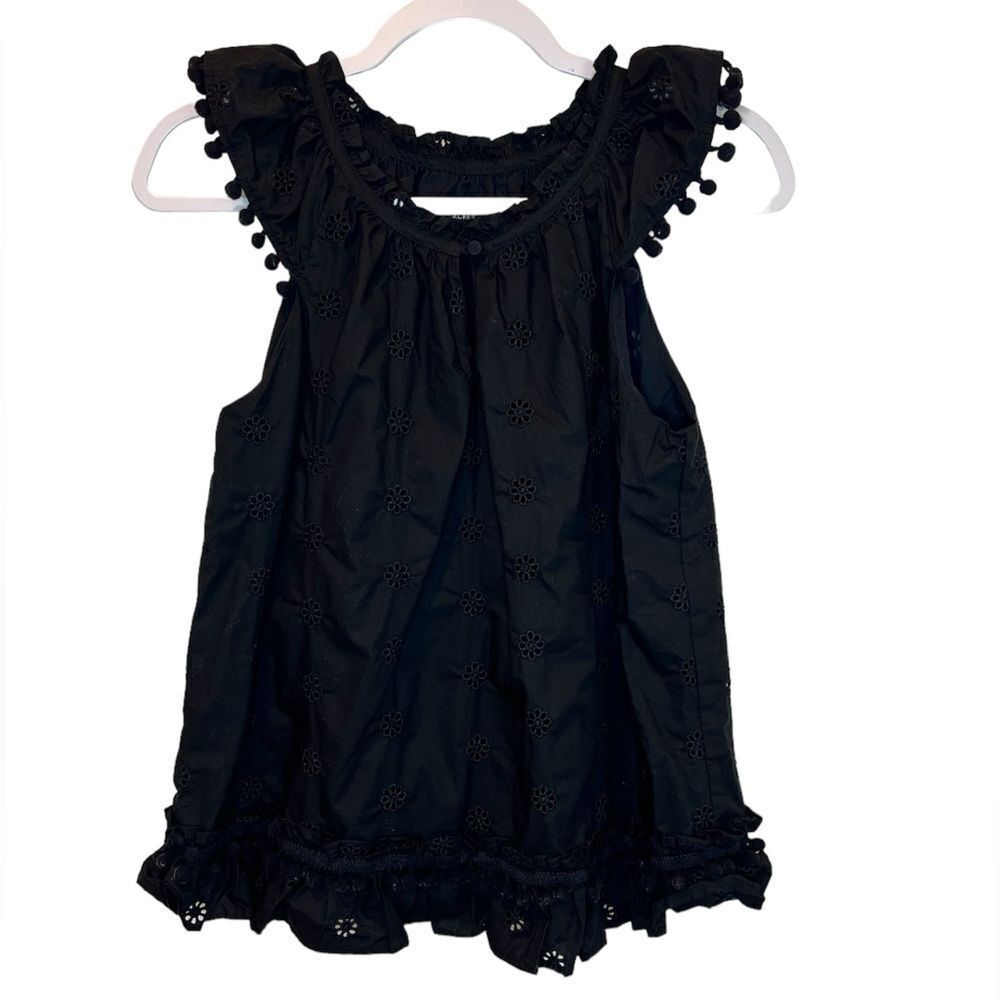 J. CREW Eyelet Sleeveless Black Top Size Small
